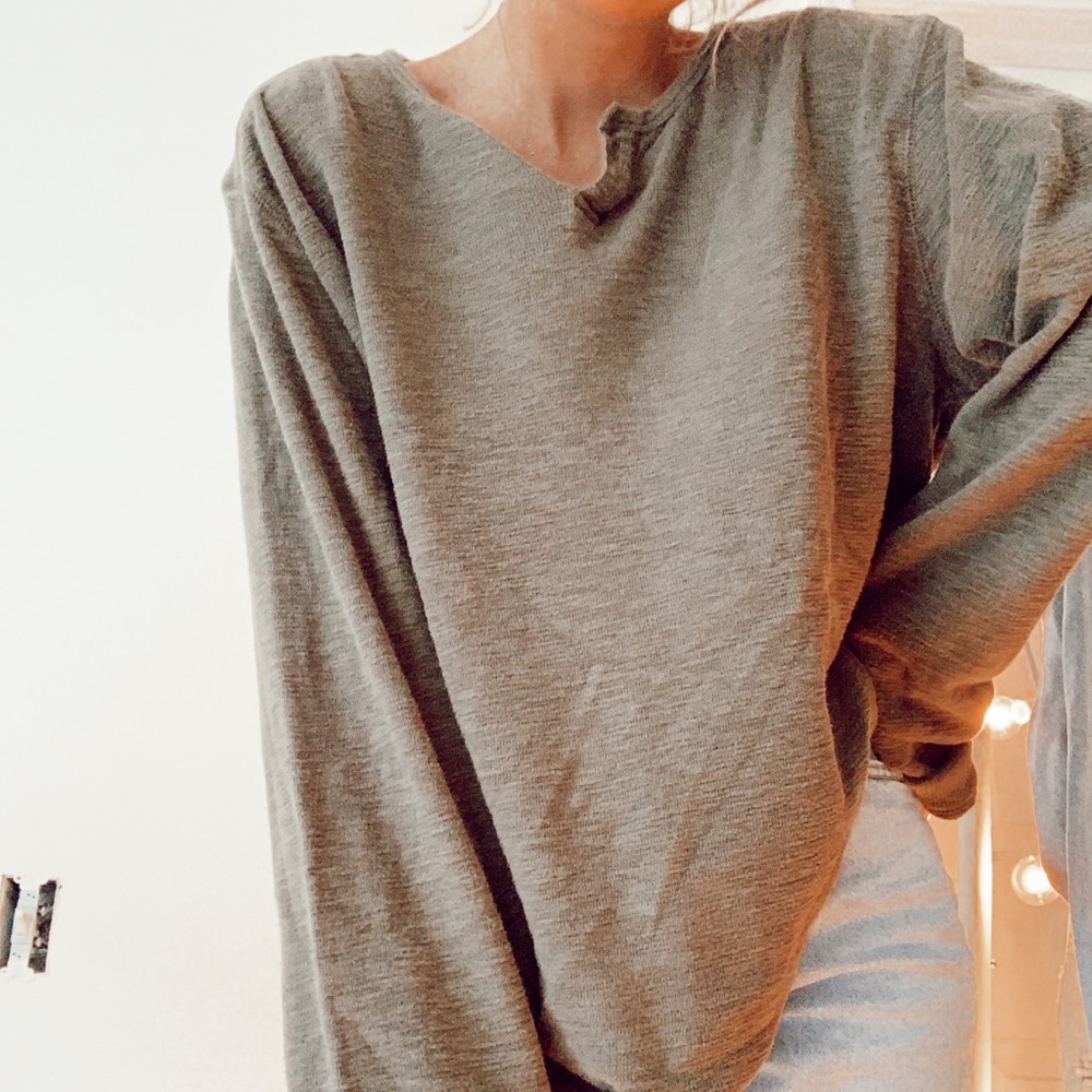 calvin klein vintage olive pullover henley